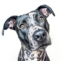 Adorable Canine Portrait With Playful Expression and Collar on Clean Background Pet Animal Art