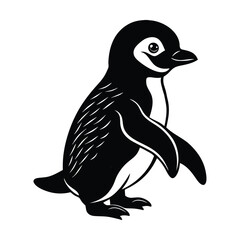 baby penguin waddling vector art silhouette