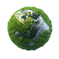 Lush Green Earth Planet Covered in Vegetation Environmental Conservation