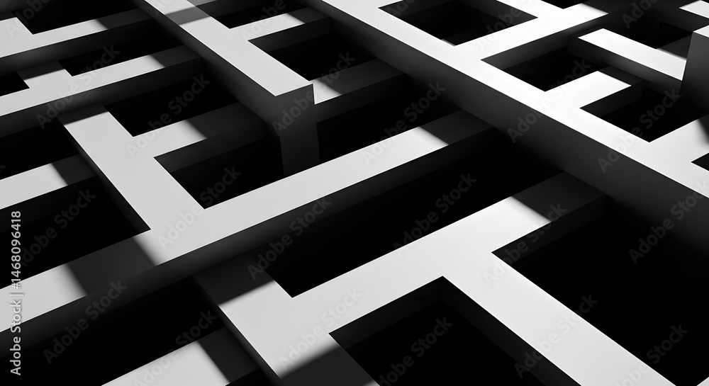 Aufkleber abstract geometric pattern with interlocking 3d shapes and shadows, ideal background for modern desi