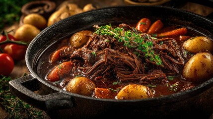 Hearty Beef Pot Roast Rustic Comfort Food Feast.
