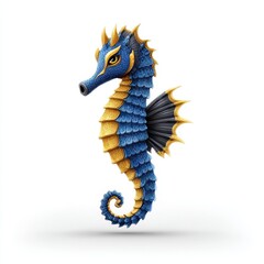 Obraz premium Pixelated Blue and Gold Seahorse Illustration