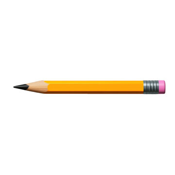 Yellow pencil isolated on studio shot art tool tool item pink grey life on transparent background
