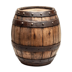 Obraz premium Crafted wooden barrel rustic product natural light isolated on transparent background