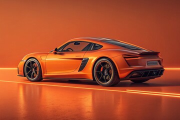 Naklejka premium The futuristic an orange sports car on an orange background - generated by ai