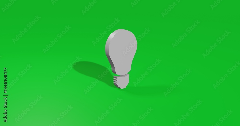Poster isolated realistic white lamp symbol front view with shadow. 3d illustration on green chroma key bac