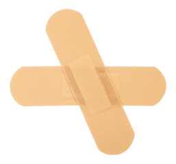 Beige medical breathable plasters isolated top view