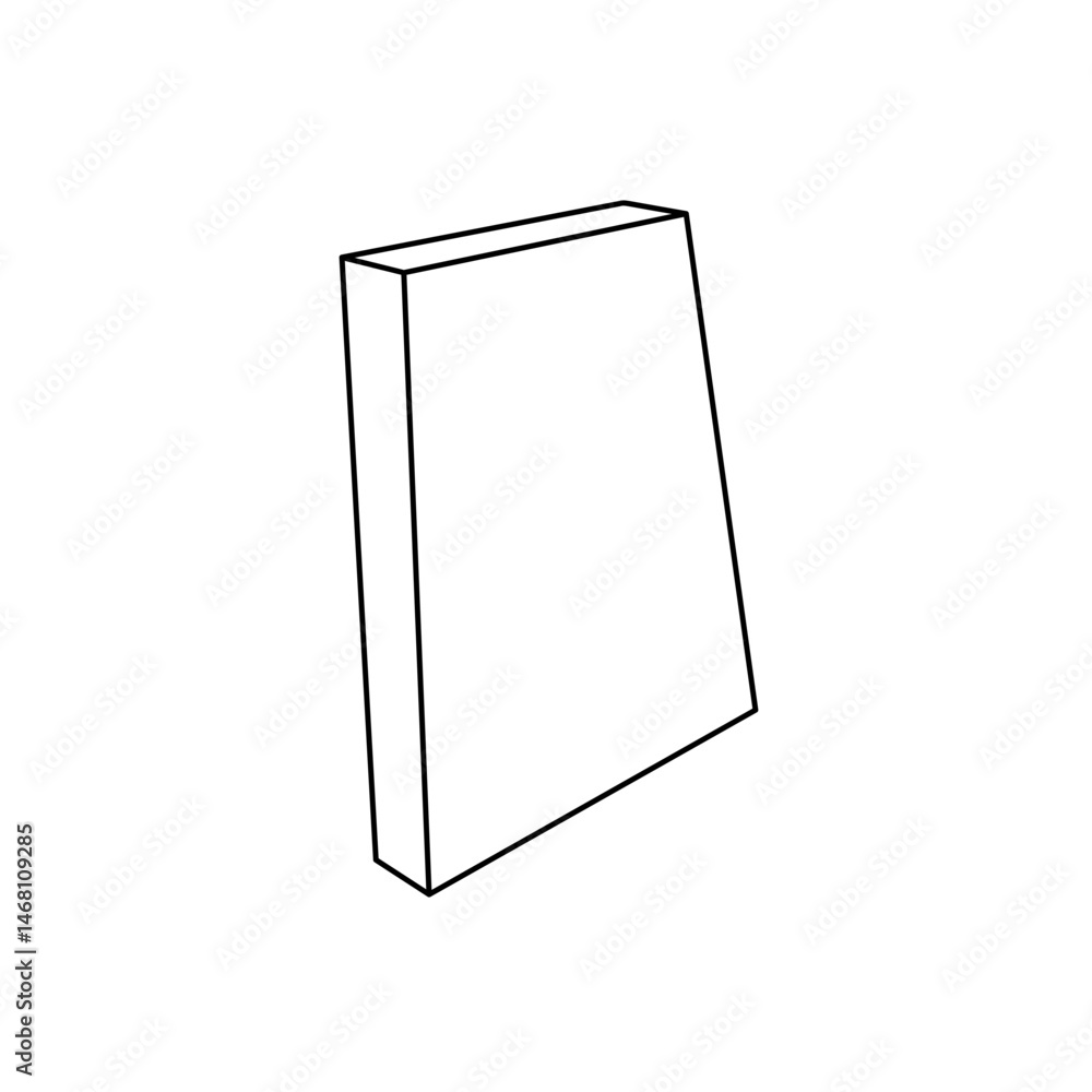 Poster the outline of a large trapezium symbol is made with black lines. 3d view of the object in perspecti