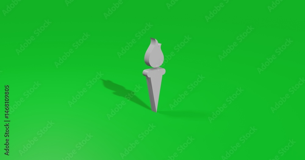 Aufkleber isolated realistic white torch symbol front view with shadow. 3d illustration on green chroma key ba