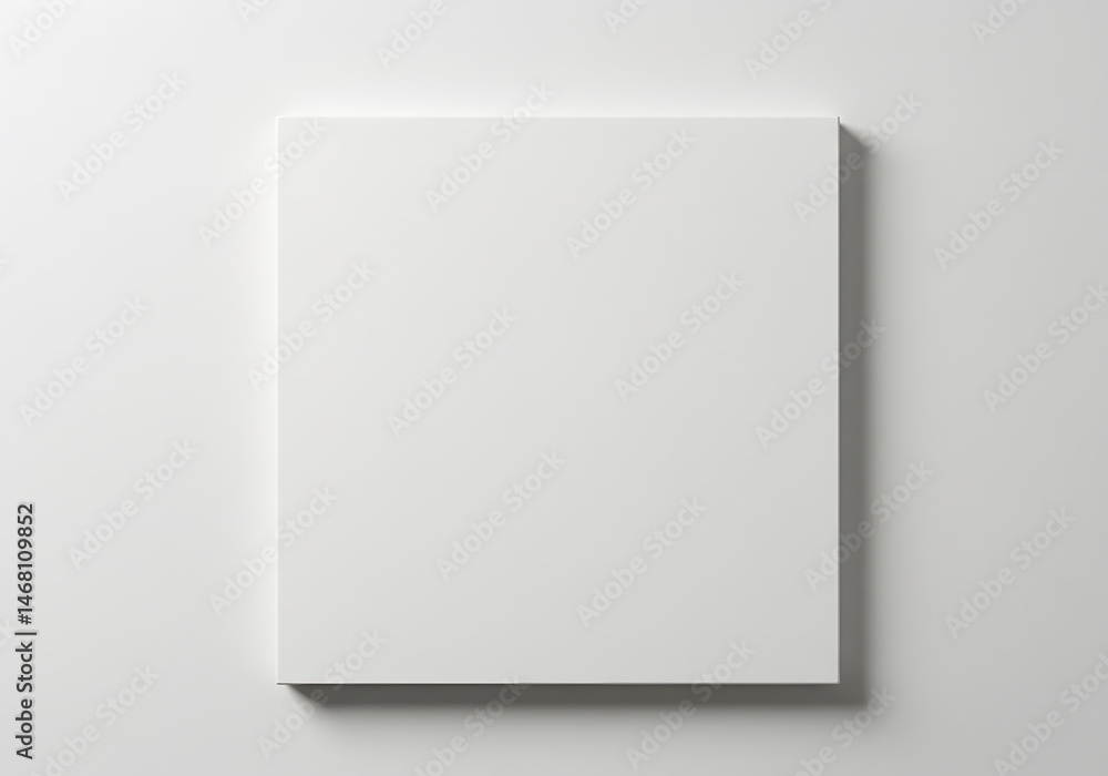 Poster blank white square box mockup with shadow, minimalist background for product display and design conc