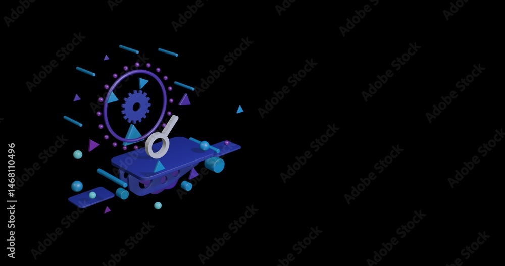 Aufkleber white astrological connection symbol on a pedestal of abstract geometric shapes floating in the air.