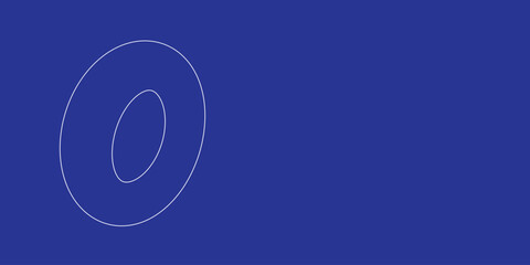 The outline of a large torus made of white lines on the left. 3D view of the object in perspective. Vector illustration on indigo background
