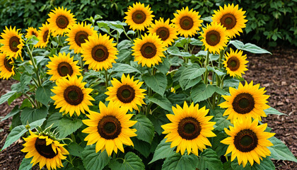 Fototapeta premium Le champ éclatant de tournesols en plein soleil