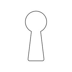 A large black outline keyhole symbol on the center. Illustration on transparent background