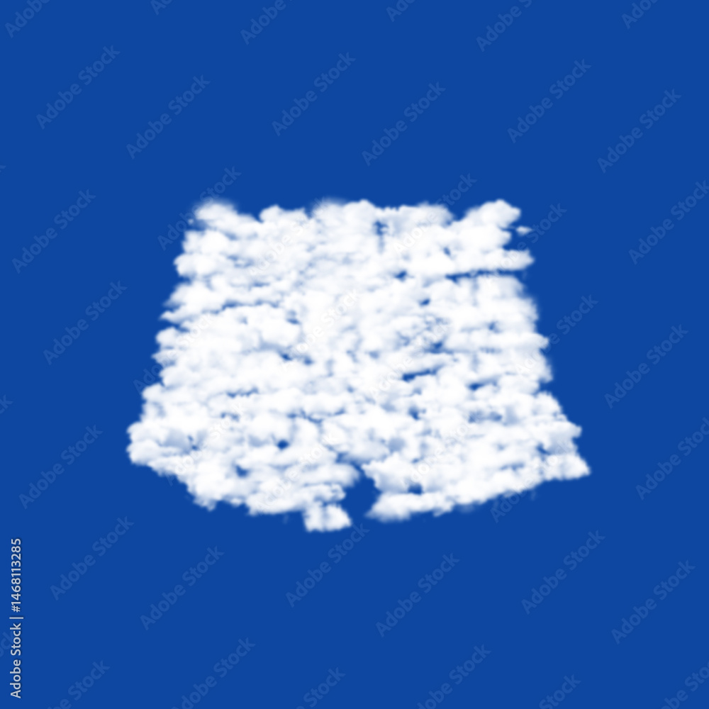 Poster clouds in the shape of a shorts symbol on a transparent background. a symbol consisting of clouds in