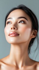 Stunning Asian Woman Portrait Glowing Skin Beauty Makeup