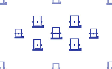 Seamless pattern of large isolated blue 3D printer symbols. The pattern is divided by a line of elements of lighter tones. Illustration on light transparent background
