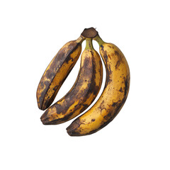 Overripe Bananas Bunch, Three Brown Spotted Bananas Close Up