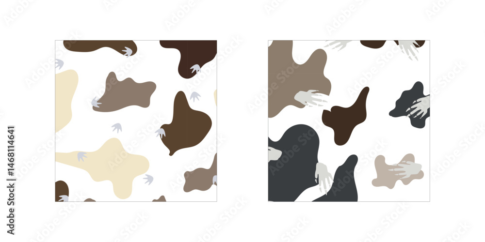Poster bundle seamless pattern with beaver and rat footprints. animal footprint repeat background collectio