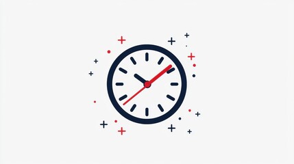 A digital clock with a red second hand and white background.