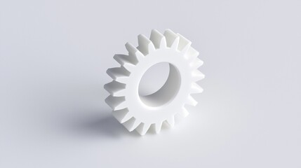 A white gear with a hole in the center.