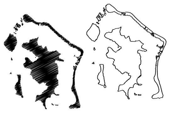 Bora Bora island (France, French Republic, Pacific Ocean, Society Islands Archipelago, French Polynesia) map vector illustration, scribble sketch Bora Bora map
