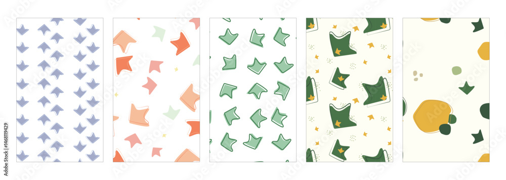 Poster bundle seamless pattern with duck footprints. animal footprint repeat background collection for text