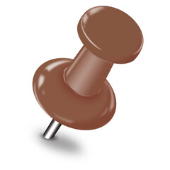Brown Pushpin, Free Trial, PNG File, Transparent Background, Thumbtack for Notes, Memos, Sticky Notes, Maps	