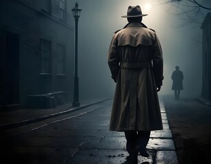 Mysterious Night Walk in Foggy City Street