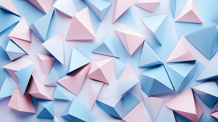 Obraz premium Pastel Geometrics: A whimsical arrangement of blue and pink triangular forms