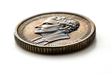 Close-up of a coin, profile portrait