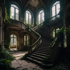 Overgrown Abandoned Mansion Grand Staircase