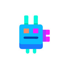 Colorful travel adapter icon representing global connectivity and travel essentials on a white background