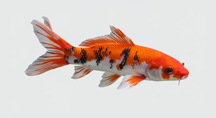 Orange white koi fish isolated