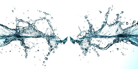 Dynamic Blue Water Splash. Smooth Background with Drink Splash. Transparent Liquid Splash as Design. Dynamic Clear Water Splash. Liquid Splash with Beautiful Pattern.