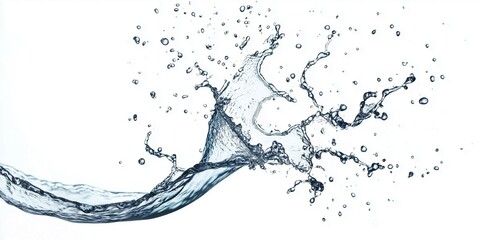 Dynamic Blue Water Splash. Bright Water Splash as Design. Smooth Clear Liquid Splash. Drink Splash with Beautiful Background. Beauty Pattern with Water Splash.