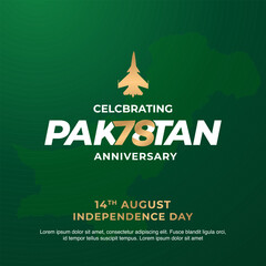78th year of Pakistan's Independence Day, 14 August vector illustration.