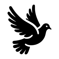 Obraz premium A dove flying peacefully with wings spread. The silhouette style gives a striking look to this symbol of peace