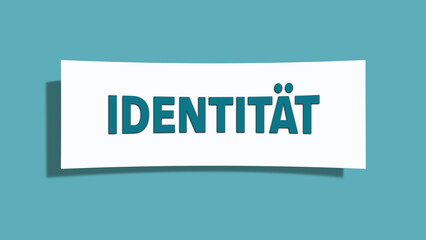 Identitaet (identity) - A card isolated on light green background.