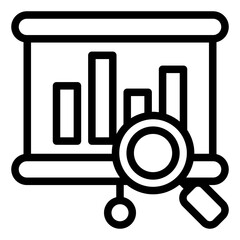 presentation board outline icon with market analysis chart