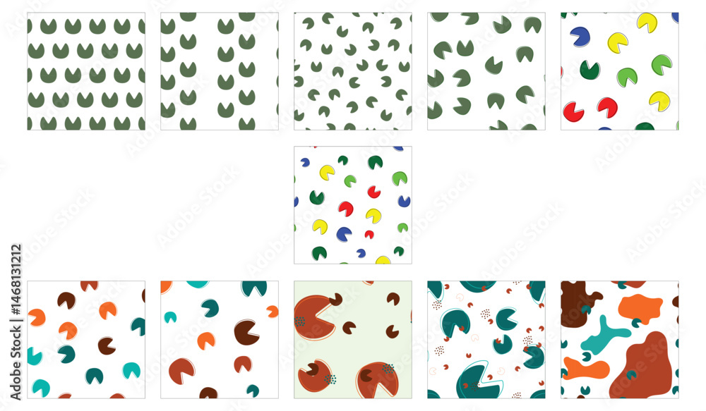 Poster bundle seamless pattern with donkey footprints. animal footprint repeat background collection for te