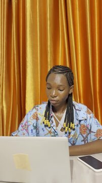 woman using laptop for online business service