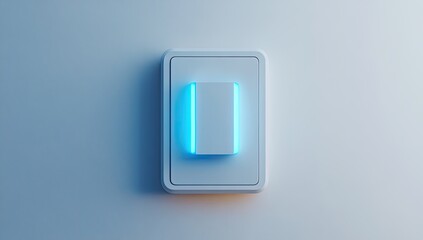 Modern illuminated light switch.  A sleek, minimalist light switch with a glowing blue accent