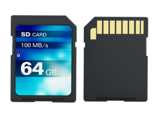 64 GB SD card isolated on transparent background. 3D illustration
