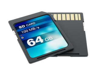 64 GB SD card isolated on transparent background. 3D illustration