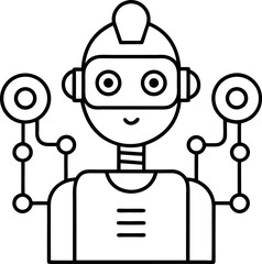 Ai and robotics outline icon on transparent background.