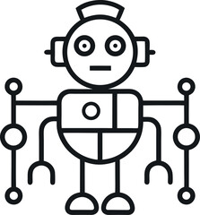 Ai and robotics line art icon on transparent background.