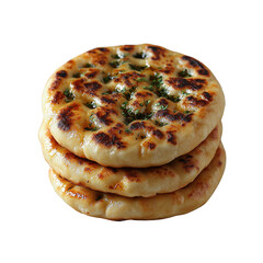 Stack of Three Delicious Herb-Garlic Naan Breads