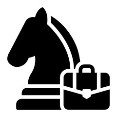 knight with case glyph icon for business strategy planning