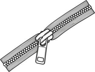 Fototapeta premium Zipper Fasteners Vector Illustration Technical Cad Drawing Template 